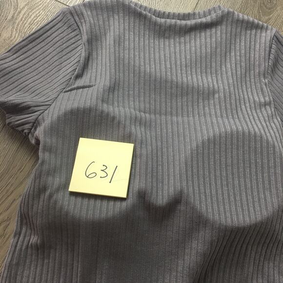 NWT Klassy Network Brami Rib Knit Top Built In Bra Short Sleeve Gray XXL - Picture 8 of 8